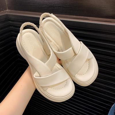 Летние новые сандалии из тканого материала с мягкой лицевой стороной, нишевая женская обувь, универсальная модная обувь феи на эластичной платформе