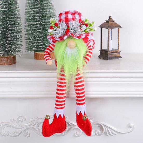 Cheerful Christmas Faceless Gnome Doll Long Leg Checkered Hat Round Nose Vibrant Color Doll Ornaments Home Decor Xmas Gift