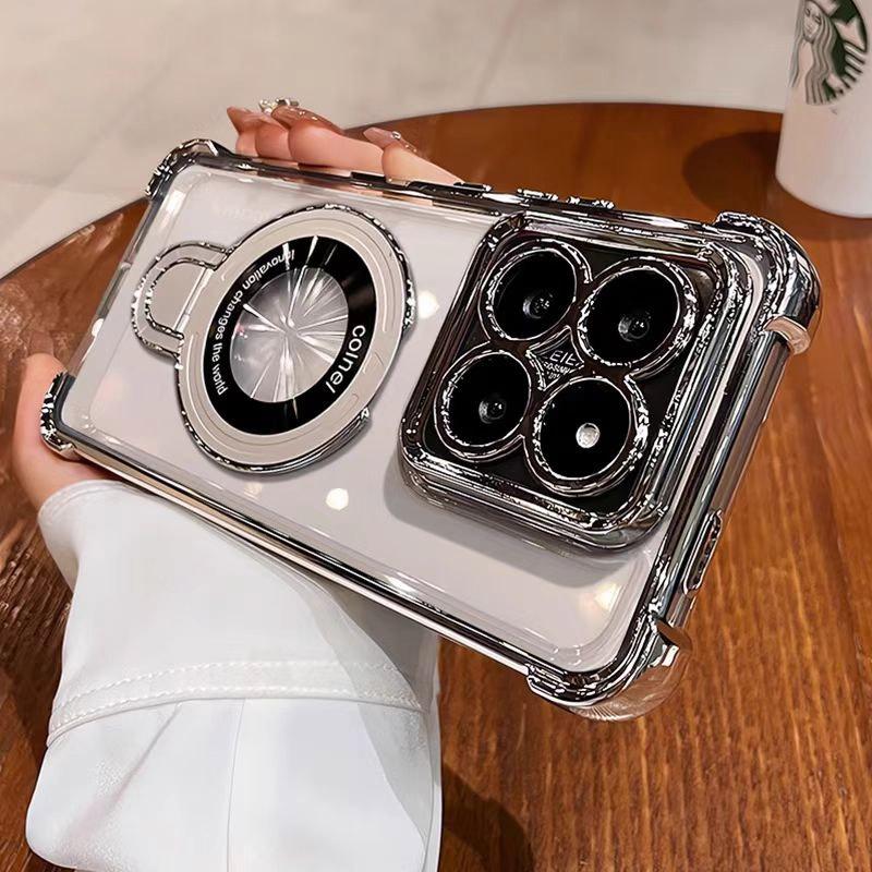 Transparent Shockproof Magnetic Bracket Phone Case For Xiaomi Poco X7 X6 F7 Pro M6 F6 F3 X5 X3 POCO C65 C75 C71 Silicone Cover