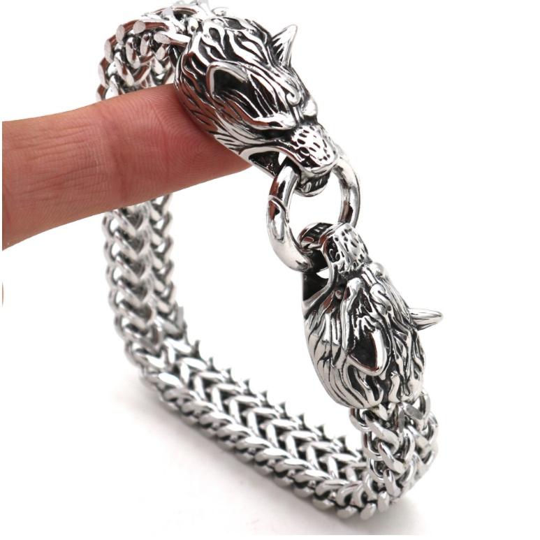 Мужской браслет из нержавеющей стали с головой волка