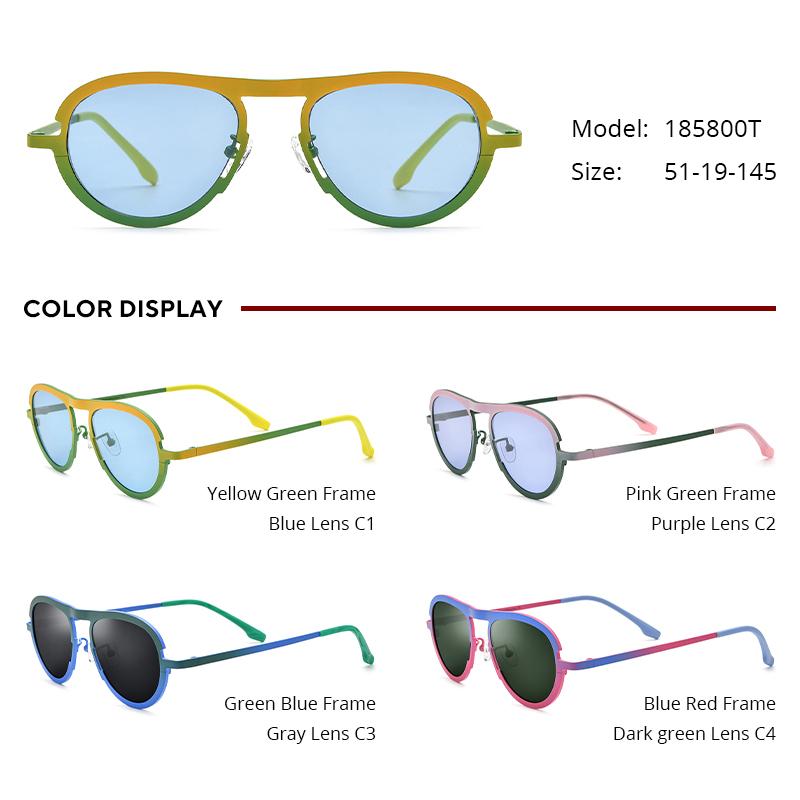 Borregls Colorful Titanium Sunglasses Men New Brand Designer Vintage Pilot Fashion Women Retro Polarized Sun Glasses 185800T