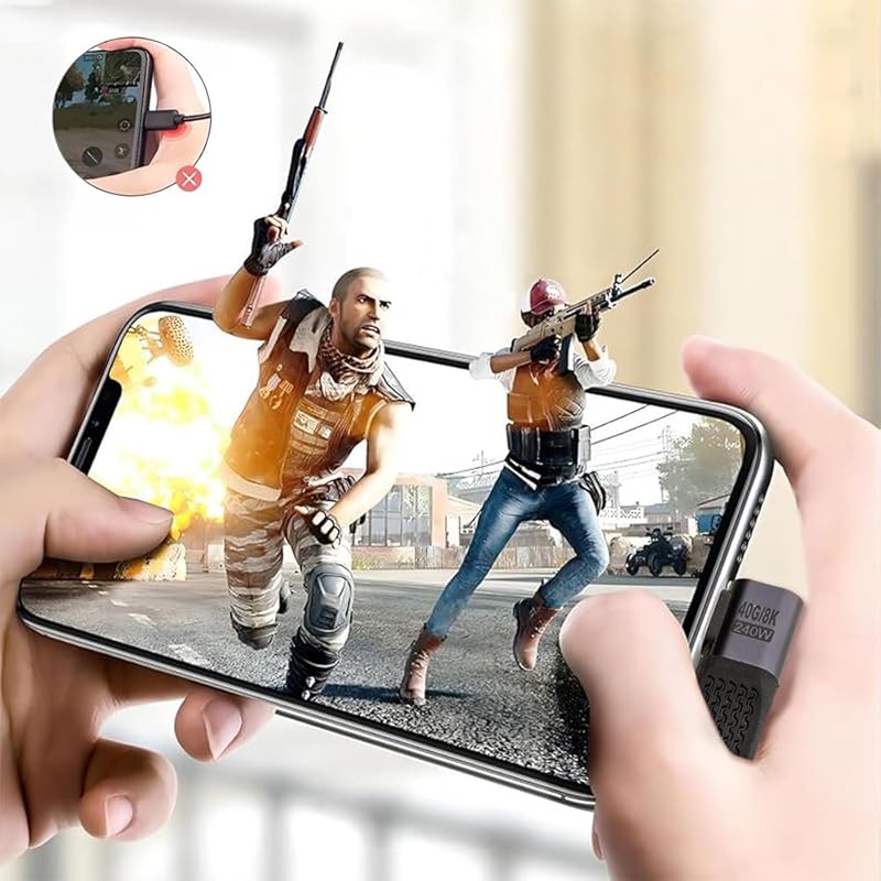 YFFSFDC USB4.0 удлинительный кабель типа C, высокоскоростная передача данных 40 Гбит/с, совместимость с PD, быстрая зарядка 240 Вт/5 А, видеовыход 8K при 60 Гц, левый и правый 90°