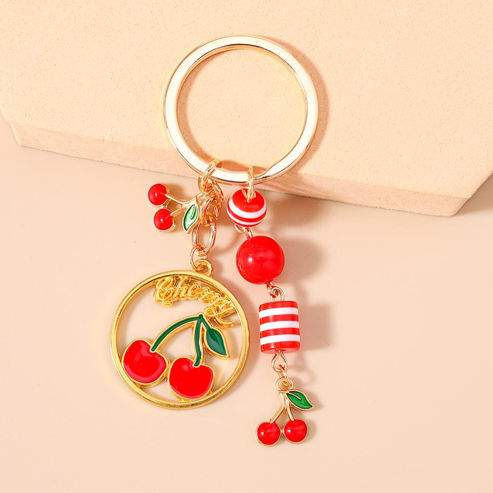 New Enamel Avocado Cherry Keychain Women Girls Fruit Key Ring Pendants for Handbag Decor DIY Key Chain Gifts