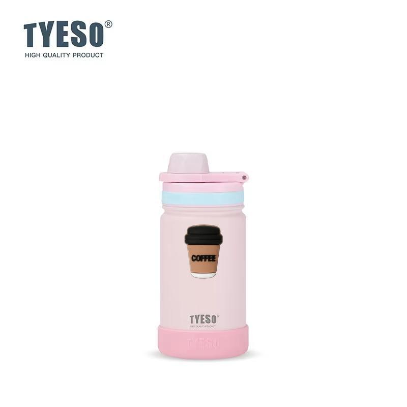 TYESO 420ML Outdoor Sports Kettle Portable Water Cup with Non-slip Thick Cover Leakproof Lightweight Hot Cold Drink Bottle with Coffee Sticker