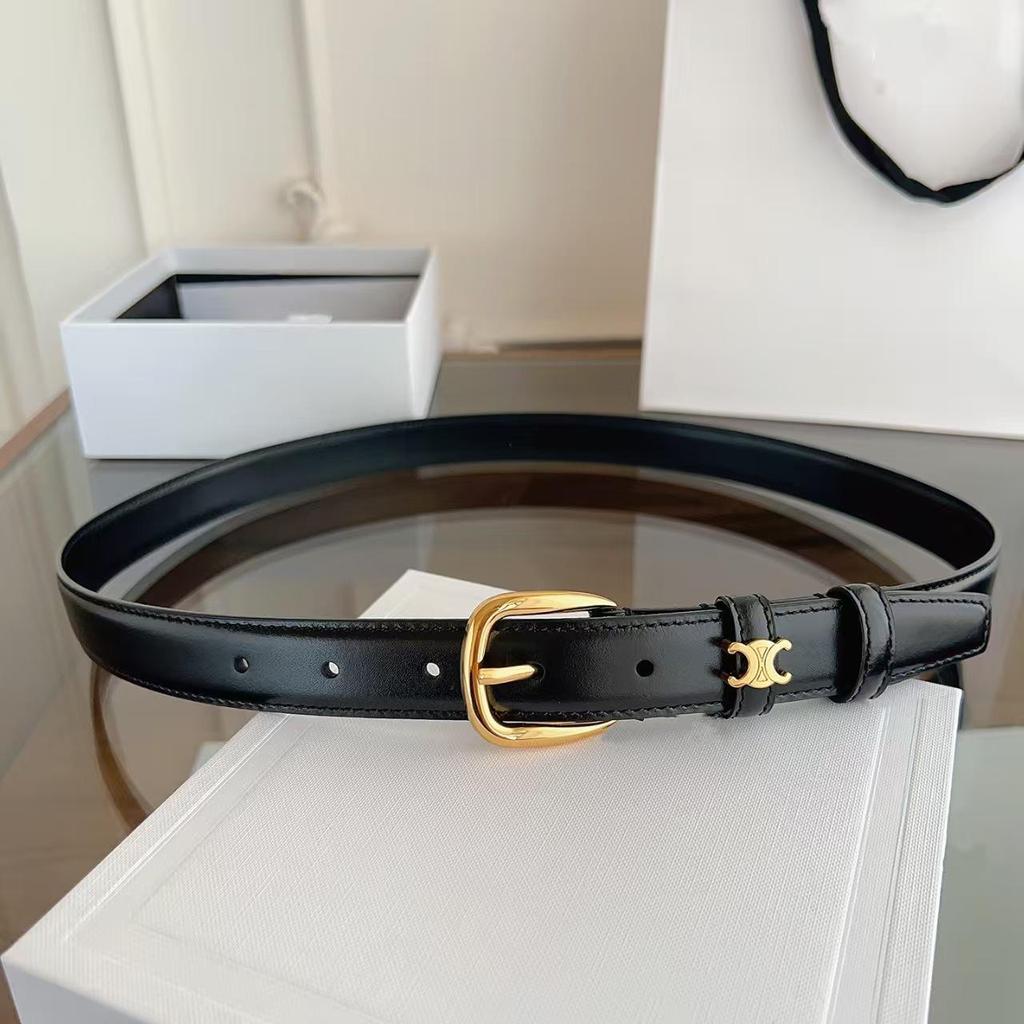 Новый женский ремень 2,5 см с пряжкой Triomphe из телячьей кожи - Универсальный модный аксессуар с подарочной упаковкой