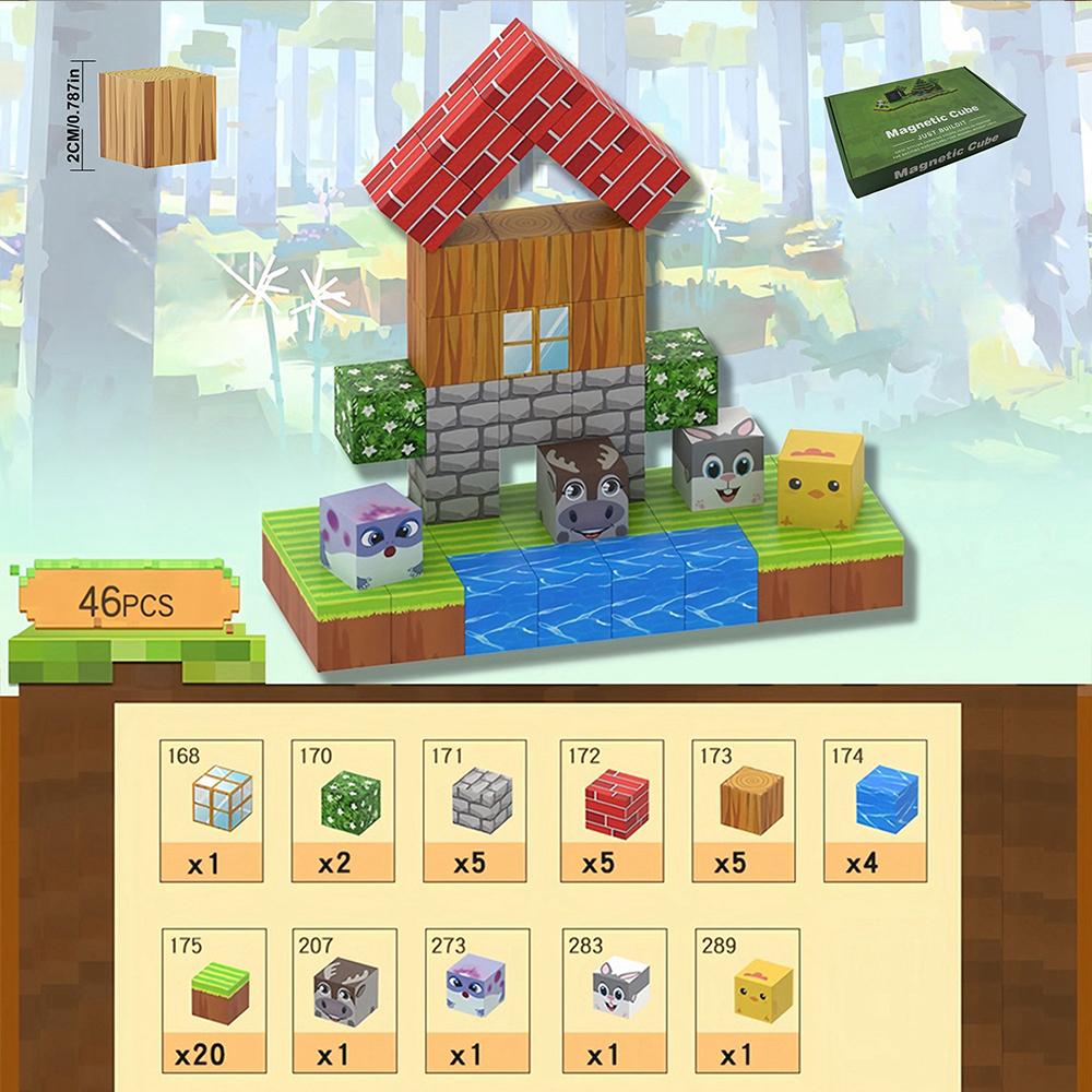 Строительные блоки Магнитная игрушка шахта DIY игровая сцена Собранный магнитный архитектурный набор детская головоломка образовательная модель подарок