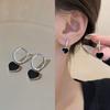 Black Color Geometric Heart-shaped Earrings for Women Girls Fashion Hollow Heart Hoop Earrings Jewelry Accessories 2024