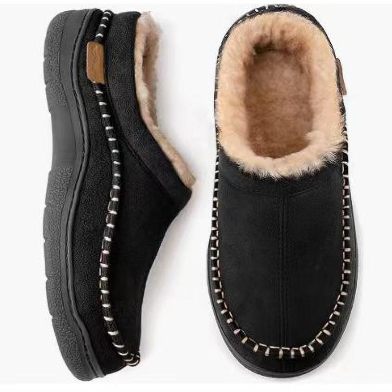 Men Slippers Winter Indoor Memory Warm House Shoes Suede Sewing Casual Slipper Indoor Outdoor