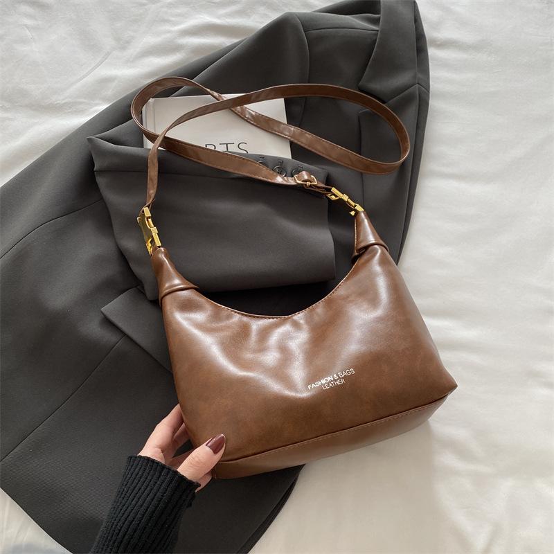 Ретро женская сумка 2025 новая осенняя мода мягкая поверхность сумка-пельмень высокая ценность одноплечевая сумка-мессенджер