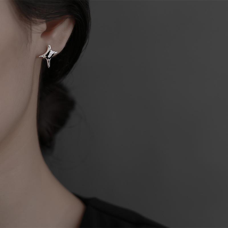 Серьги-гвоздики из стерлингового серебра S925 с четырьмя восьмиконечными звездами и цирконием, необычные серьги в холодном стиле для пар, модные серьги для мужчин и женщин