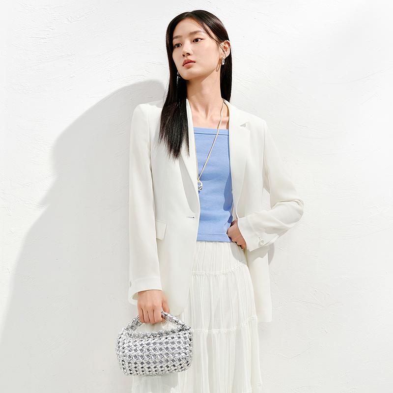 Jiuzi Anna Kou Neat OL Minimalist Commuting Style Waist Cinched Suit Jacket for Women