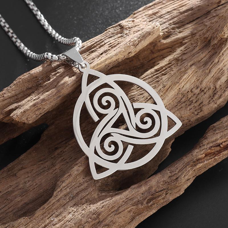 Кулон из нержавеющей стали с кельтским троицей, ожерелье с колдовским узлом для мужчин и женщин, амулет с кельтским узлом на удачу, ювелирные изделия