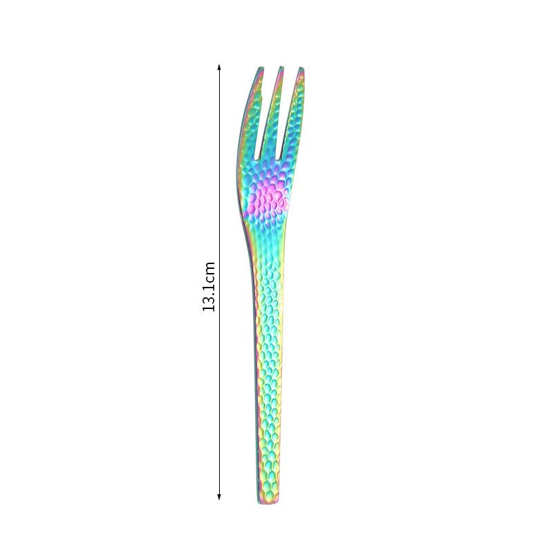 Ins High-value Handmade Hammer Tableware Japanese Afternoon Tea Household Gold Dessert Fork Ice Cream Coffee Spoon 4-piece Set