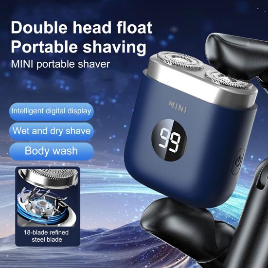 Мини-электробритва с цифровым дисплеем, USB-перезаряжаемая, водонепроницаемая, с двумя головками, портативная, для путешествий, бритва для мужчин, триммер для бороды, инструмент для удаления волос