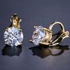 Trendy Round Cubic Zirconia Copper Clip Earrings For Women Gold Color Crystal Metal Earring Party Wedding Daily Zircon