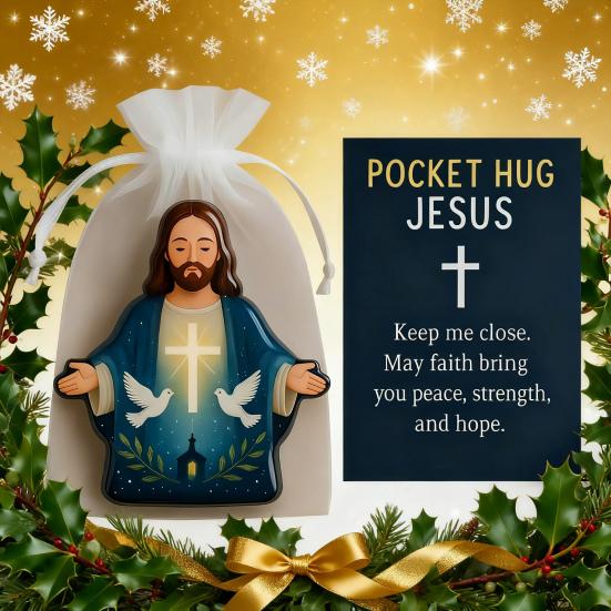 Pocket Hug Jesus Gift Blessing Jesus Prayer Figurine with Card Christian