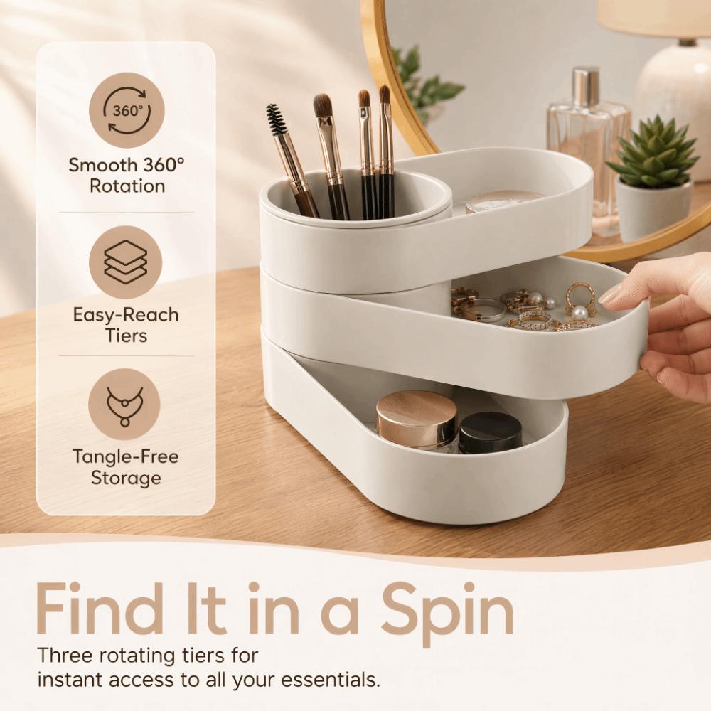 Minimalist Multi-Layer Storage Box 360° Rotating Pen Holder Jewelry Storage Box Jewelry Storage