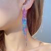 European & American Style Full Diamond Long Tassel Earrings for Women