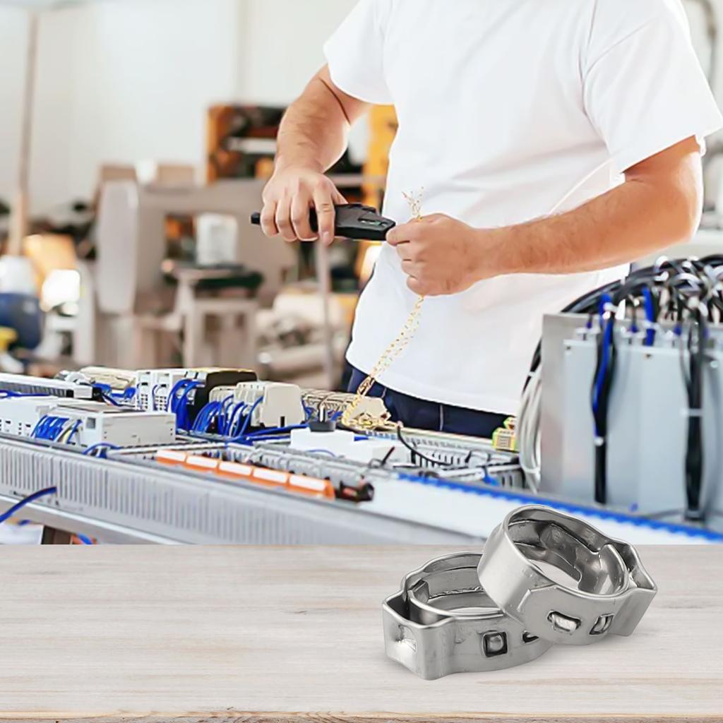 25 шт. хомутов из нержавеющей стали с одним ушком, бесступенчатые, для герметизации различных шлангов, подходят для различных диаметров шлангов