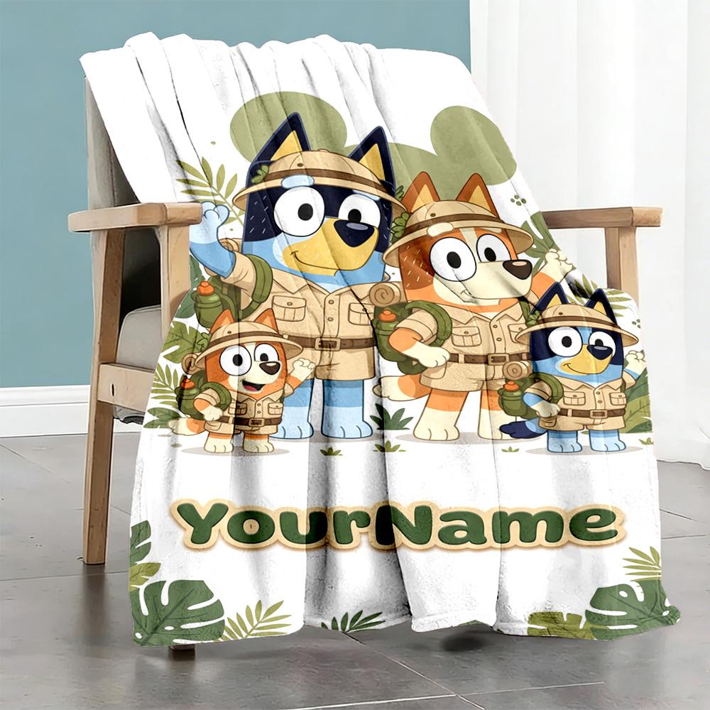 Bluey 121 Customize Text Blanket Throw Personalized Blanket Comfortable Perfect for Nap Bedding Couch Living Room Ideal for All Seasons