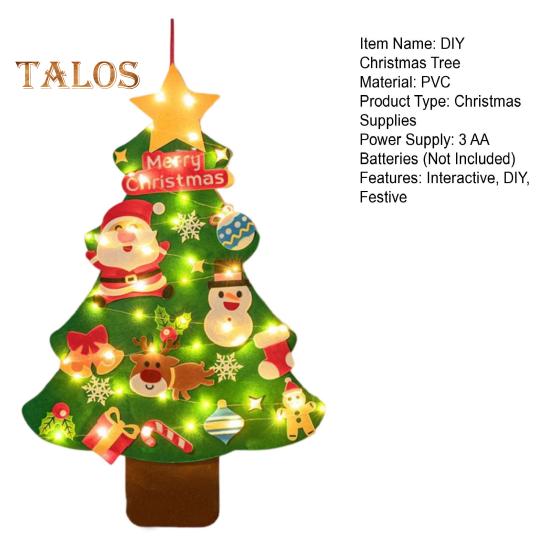 Рождественская елка из фетра своими руками для малышей, большая светящаяся рождественская елка с Санта-звездой, конфетными фигурками, детская развивающая игрушка