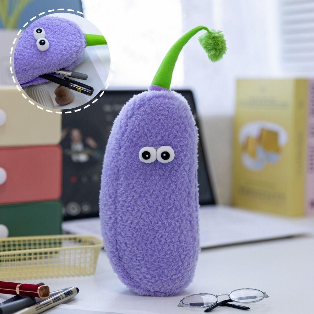 Korean Style Broccoli Garlic Pen Bag Desktop Storage Plush Fruit Pencil Pouch Office