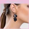 Halloween Themed Black Skull Rose Girl Four Pattern Women Acrylic Earrings For Unisex Fashion Accessories