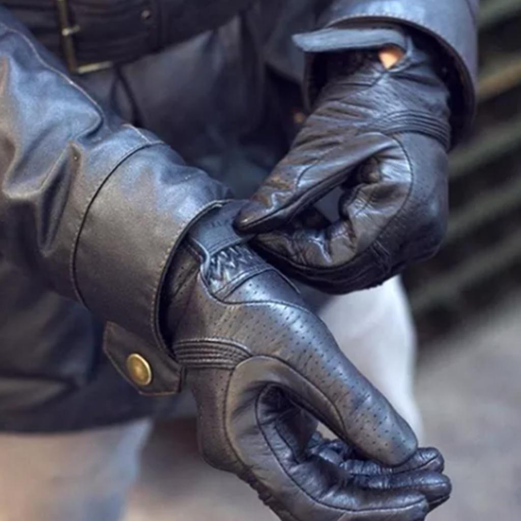 Перчатки из натуральной кожи Противоскользящие Перчатки для езды в холодную погоду для вождения мотоцикла Черные