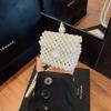Compact White Pearl Children Accessory Crossbody Bag With Chain Space Coin Purse