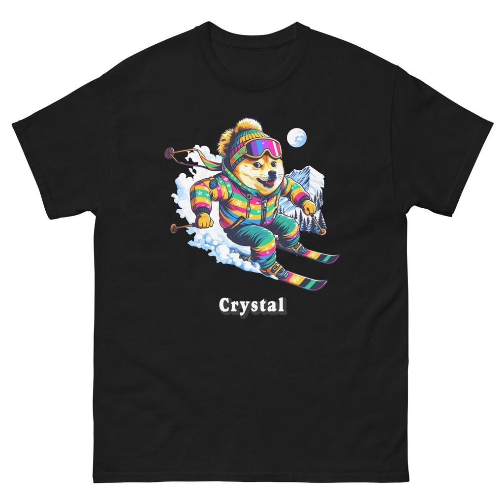 Crystal Doge Skiing Funny Ski Skier Dog Meme Cute Shirt T-Shirt