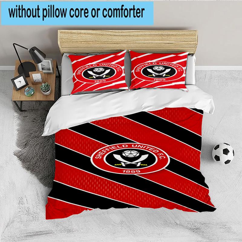 3PCS Global Football Club Sheff Bedding set,Ideal for1pc Duvet Cover And 2pcs Pillowcases Perfect for Christmas gift,Ideal for Bedroom, Dormitory