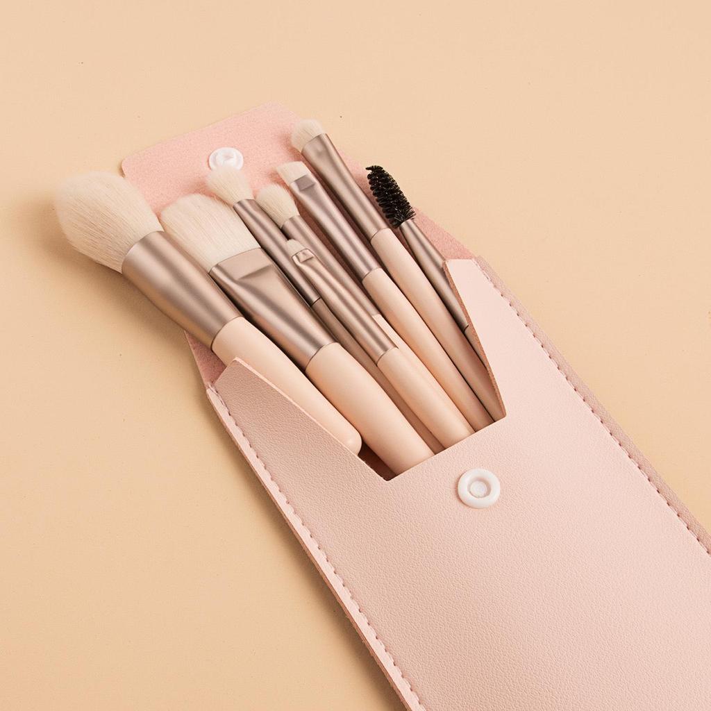 Mini Voyage 8 Piece Portable Soft Makeup Brush Set, Eye Shadow Foundation Powder Eyelash Lips Concealer Blush Makeup Brush Set