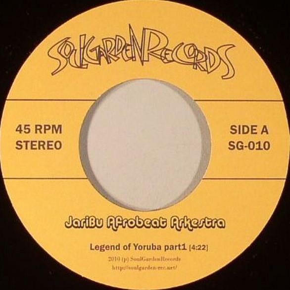 7-дюймовая пластинка JARIBU AFROBEAT ARKESTRA Legend Of Yoruba SG010 Soul Garden Rec 2010 Япония Джаз Б/у