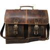 16" Mens Briefcase for Laptop Genuine Leather Messenger Bag for Men Satchel Distressed Stylish Professional Shoulder Bag
