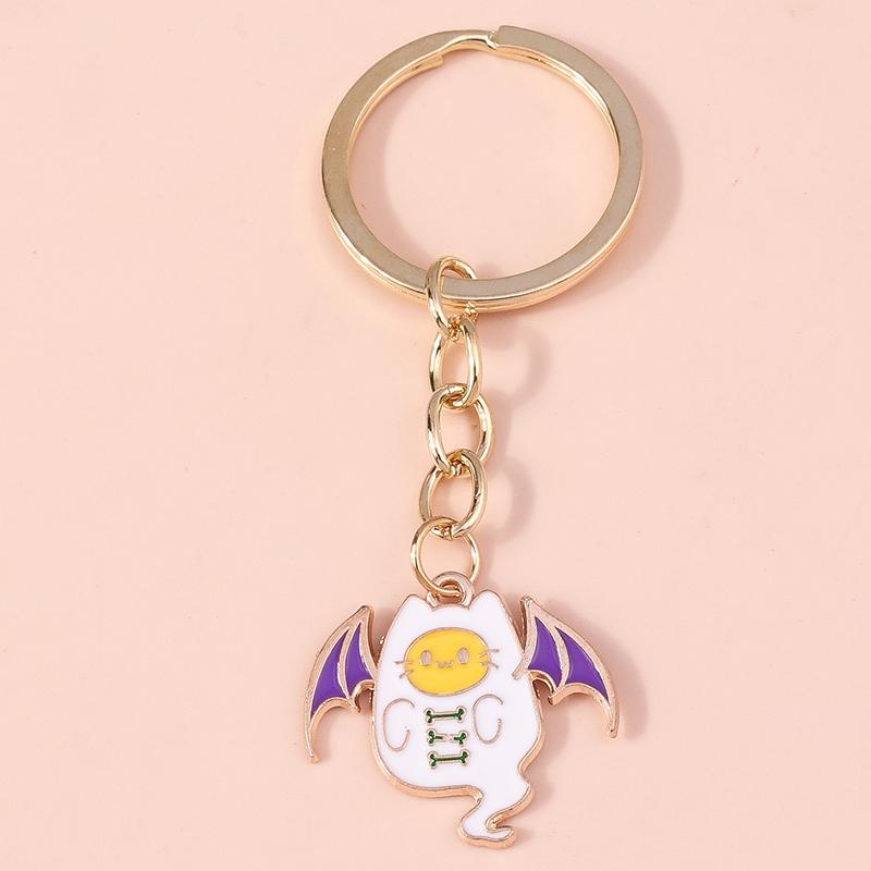 Cute Enamel Ghost Keychain Halloween Witch Pumpkin Bat Keyring Pendants for Car Key Holder Handbag Decor Jewelry  Accessories