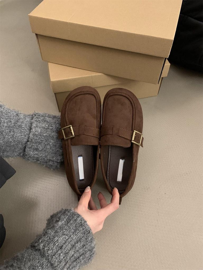 Мокасины в литературном и ретро-стиле для женщин, осень-зима 2004 г., новые небольшие кожаные туфли на плоской подошве с мягкой подошвой и одной педалью.. Ленивый Дуду сингл шо