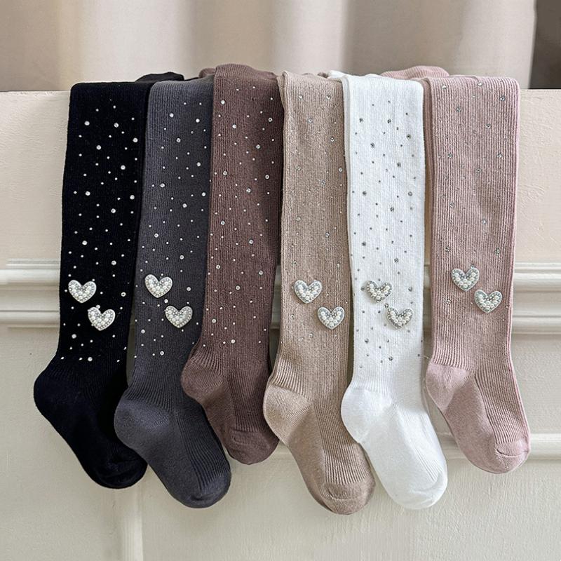 Sparkling Kids Girls Tights White Sheer Pantyhose Spring Fall Thin Dressy Leggings with Rhinestones Dressy Outwear Party Tights
