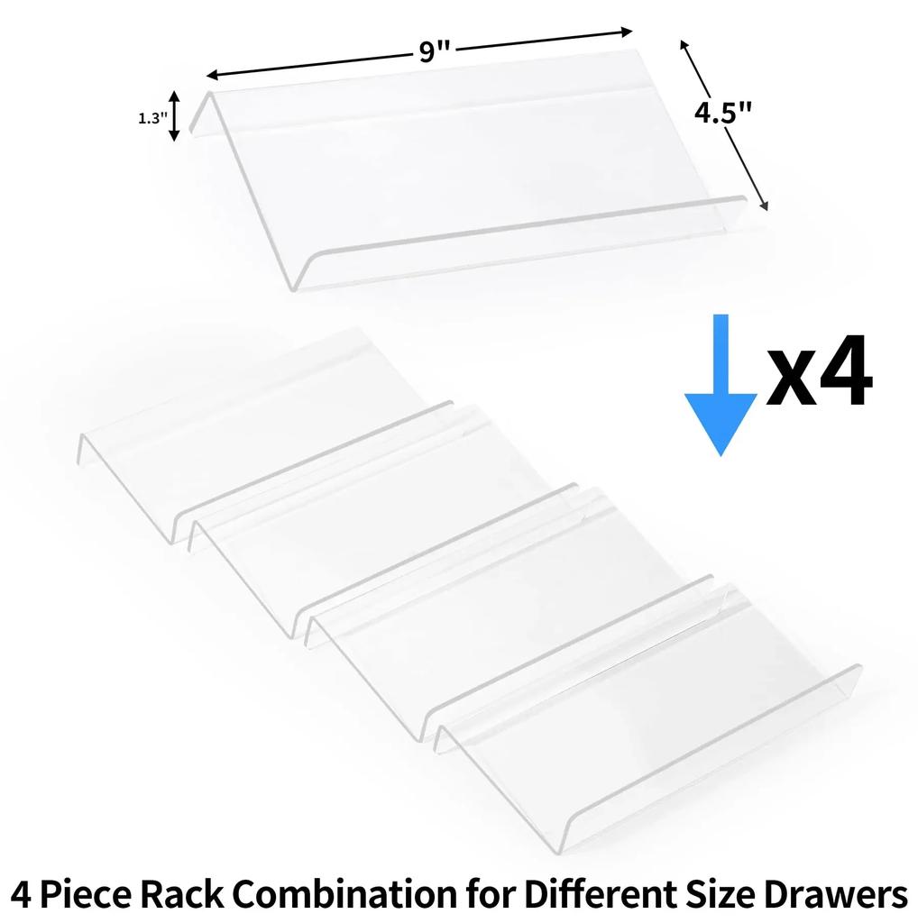 4 Tier Seasoning Jars Rack Drawers Insert Acrylic Spice Drawer Organizer Kitchen Spice Rack Tray for Cocina Drawer/Countertop