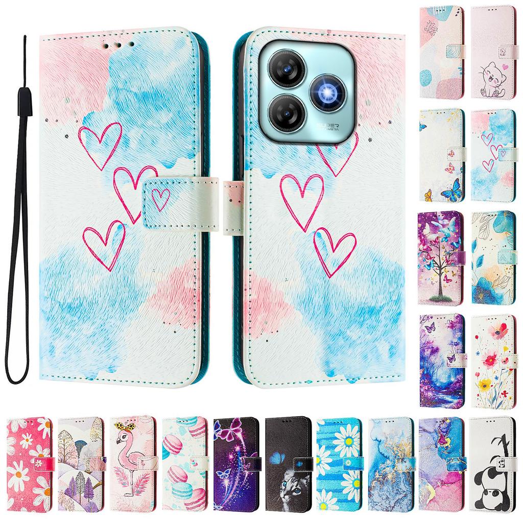 Love Luxury Painted Leather Case Wallet Book Style Cover for ZTE Blade A52,A53,A73,V50 Vita,V40S,V60,A35,A55,A75...