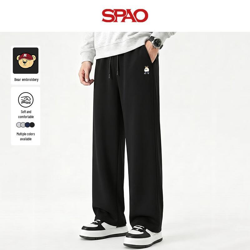 Мужские свободные прямые брюки SPAO SP Белый Мишка