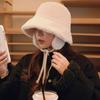 Корейские новые шапки-ведра с защитой ушей для женщин, осенние и зимние дорожные универсальные теплые ретро однотонные плюшевые мужские кепки