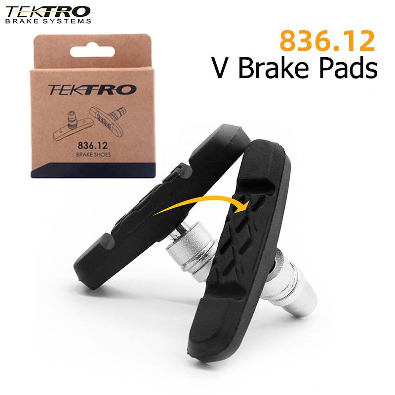 Тормозные колодки TEKTRO 836.12 для V-brake, Тихие износостойкие тормозные башмаки для горного велосипеда, Велосипедные запчасти для алюминиевого обода