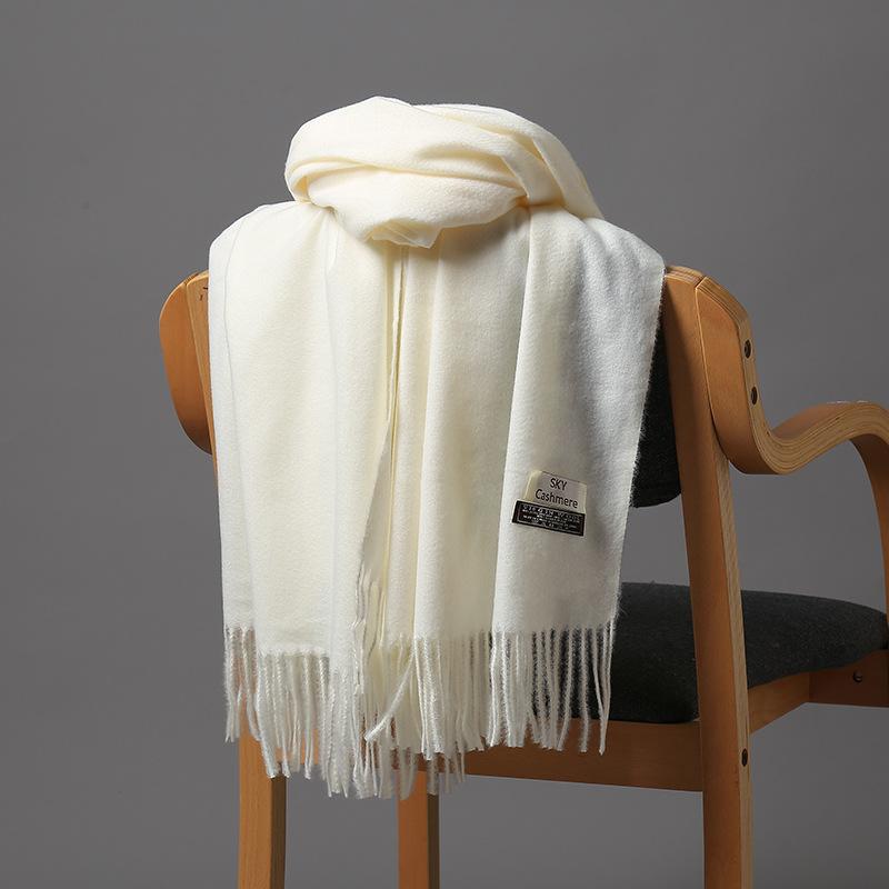 2025 New Autumn/Winter Women'S 18 Solid Color Imitation Cashmere Scarf, Single Color Thickened Warm Shawl