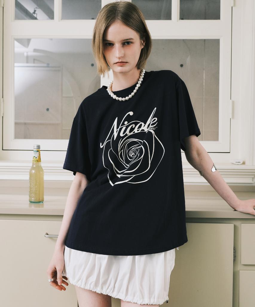 Nigaennikol Nicole Rose Топ с рукавами_Темно-синий Кремовый