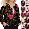 Women's Fashion Valentine's Day Printed Long Sleeve Cardigan Button Jacket