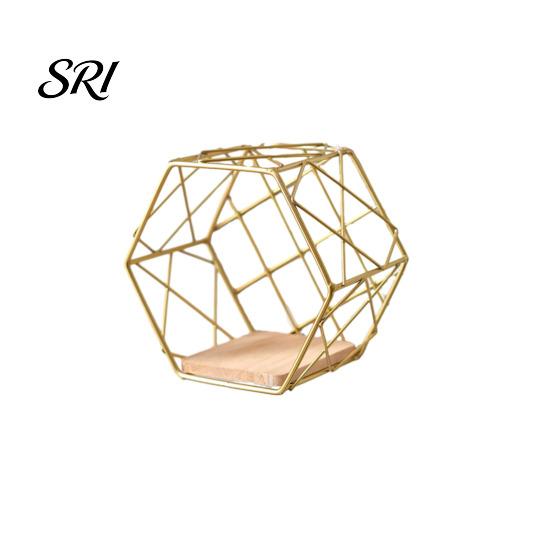 Decorative Wall Storage Shelf Large-Capacity Rack with Hexagonal Shape Art No Drill Display Stand Mounted for Living Room Layered