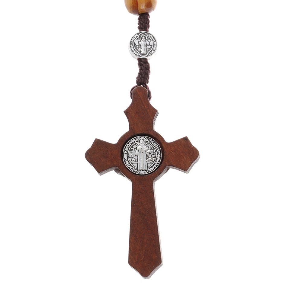 Ювелирная цепочка Молитва Католические деревянные бусины Ожерелье Ожерелье-розарий Ожерелье с крестом Подвеска-крест