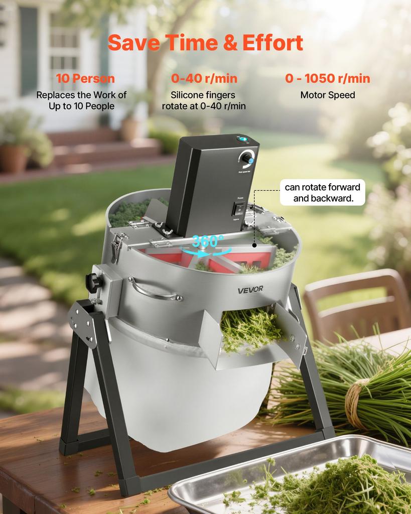 VEVOR Electric Bud Leaf Trimmer, 2-in-1 Manual & Electric, 370 mm Bud Trimmer with Sharp Stainless Steel Blades