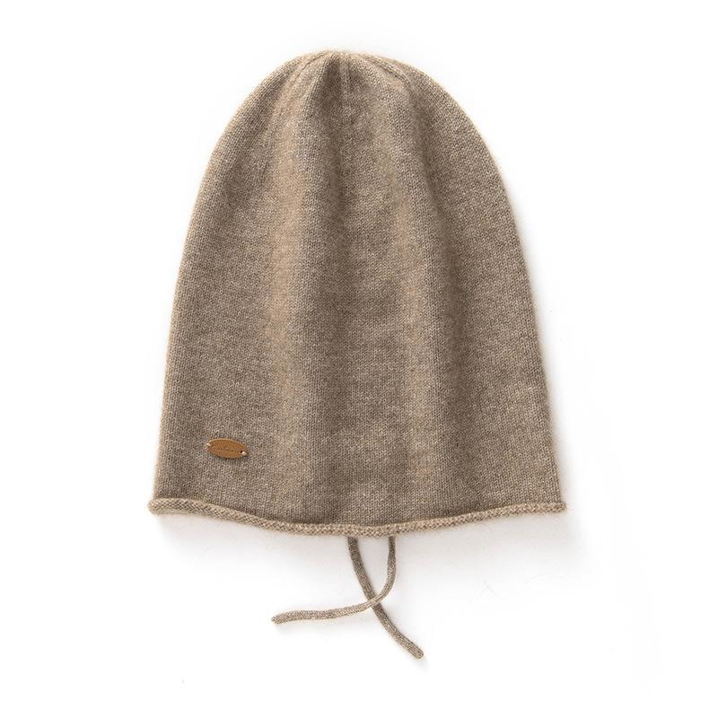 Autumn and winter new skin-friendly cashmere drawstring soft waxy knitted warm cashmere cap is in stock in large quantities