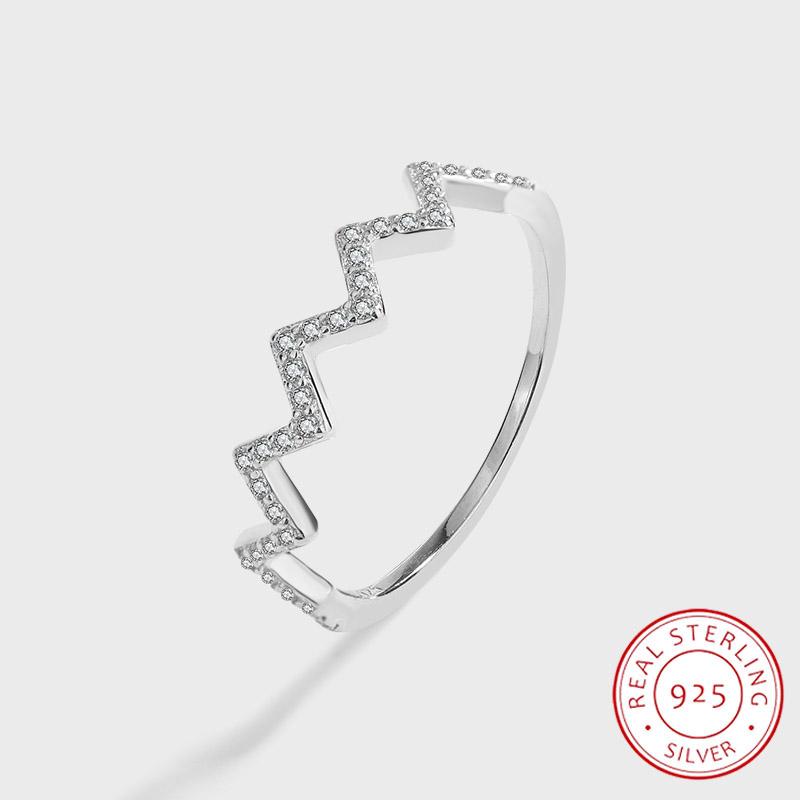 Простое серебряное кольцо S925 в форме молнии для женщин, модное волнистое кольцо, кольцо из стерлингового серебра для подруг, подарок на вечеринку, ювелирные изделия на годовщину